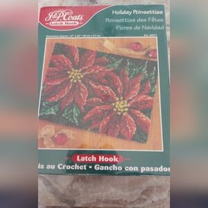 Holiday Poinsettias Latch Hook Kit - Red and Green